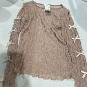 Full tilt nude, long sleeve bow top